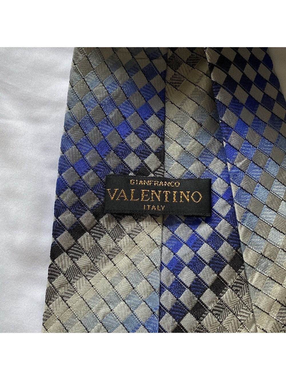 Gianfranco Valentino Italy Check Silk Tie Designer Necktie